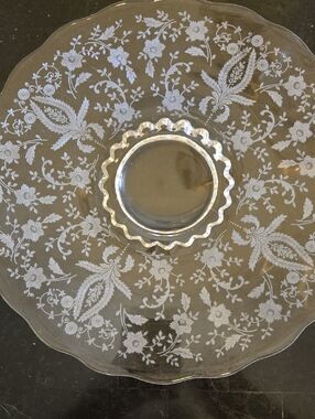 Etched Glass Serving Dish